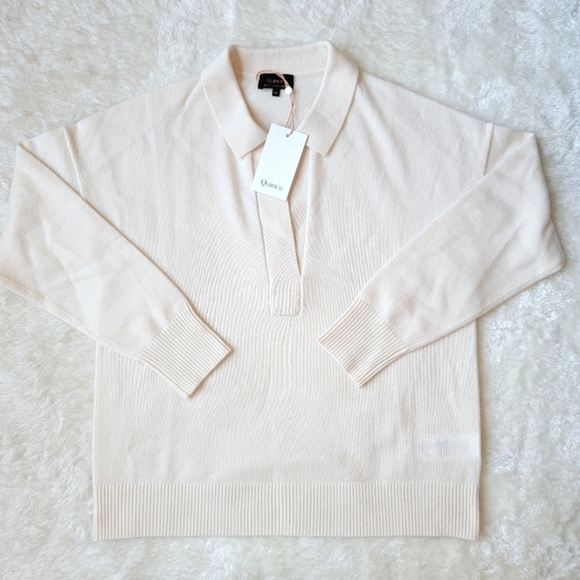 Quince Sweaters - NWT 100% Mongolian Cashmere Polo Sweater in Ivory, M